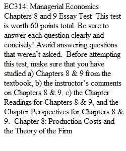 Chapter 8 & 9 Essay Test
